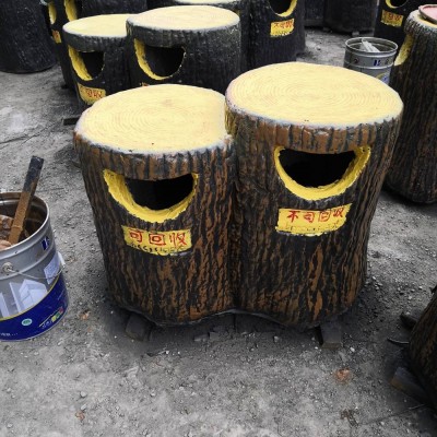 混凝土水泥仿木垃圾桶聊城水泥制品廠家水泥仿樹皮垃圾桶支持定制