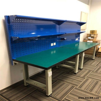 天津防靜電工作臺，重型帶掛板工作臺廠家，佰納克不銹鋼包面工作臺