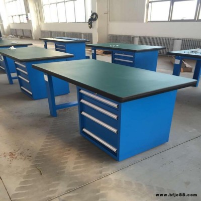 天津全鋼工作臺，帶掛板照明工作臺，佰納克重型工作臺廠家，車間實木工作臺，