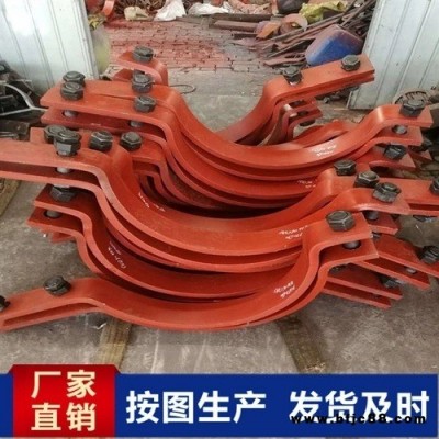 鑫廣泰Q235B雙螺栓管夾鋼制管夾  支吊架用扁鋼鍍鋅管夾廠家供應