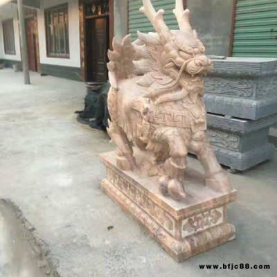 定做石雕獅子大型石雕麒麟花崗巖石雕麒麟 匯通 石雕獅子，雕刻石雕麒麟，獅子雕塑