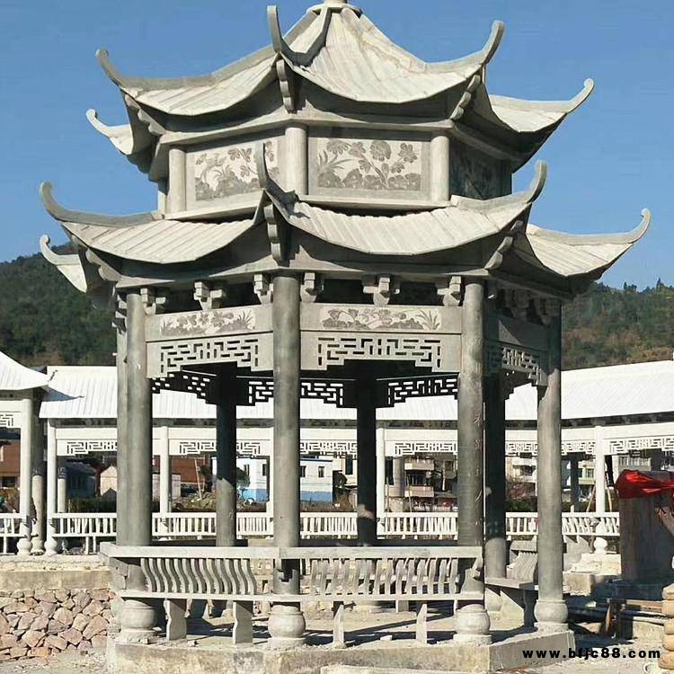 石亭子廠家 雙層石雕涼亭 大理石六角石亭子 園林景區(qū)裝飾擺件 石雕亭子