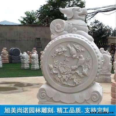 石雕抱鼓 石雕漢白玉抱鼓  門墩  庭院貔貅抱鼓石擺件  現貨供應
