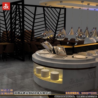 迪克自助餐臺定制　buffet設計自助餐臺組合大理石　餐臺大理石餐桌餐邊柜
