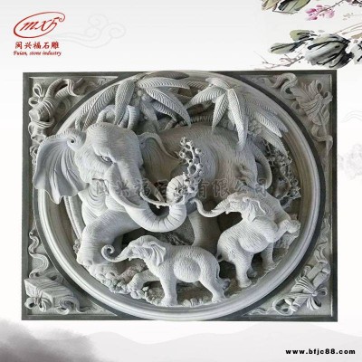 惠安閩興福工藝石材批發(fā)市場(chǎng)石雕浮雕動(dòng)物照壁石雕壁畫廠家加工定做