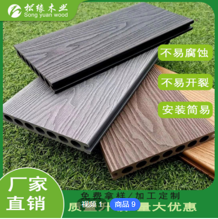 二代共擠塑料圓孔地板戶外 實(shí)心塑木地板庭院 陽臺空心防滑木塑