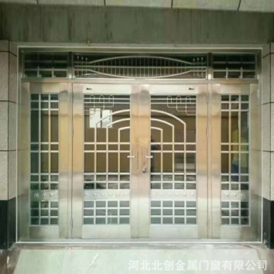 廠家供應(yīng)不銹鋼防盜門 室外大門 白鋼進(jìn)戶仿銅門玻璃大門雙開門