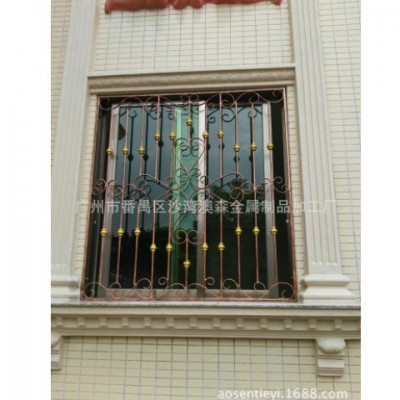 廣東廠家直銷歐式烤漆鐵藝防護(hù)窗 純手工鍛打鐵藝新品家用防盜網(wǎng)