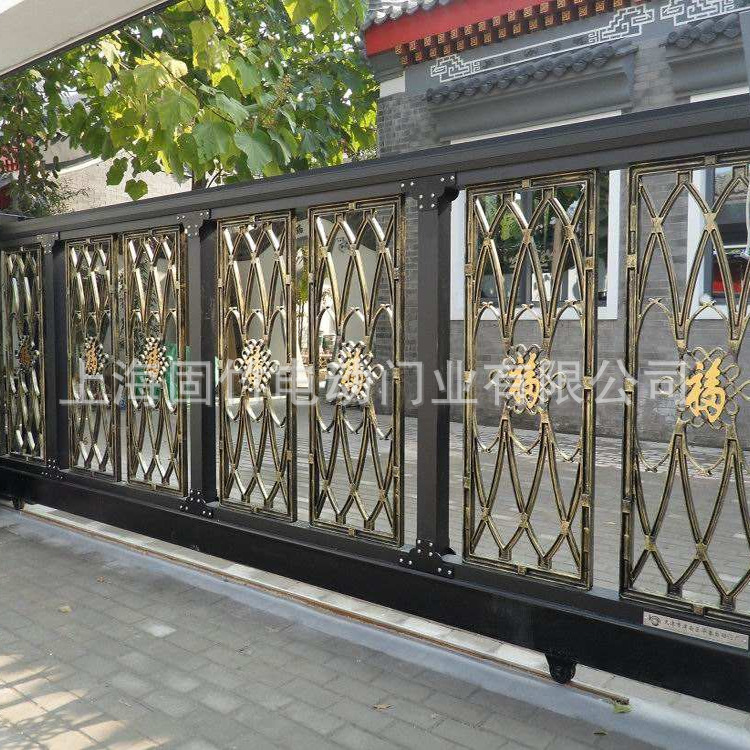 供應歐式鑄鐵電動平移門 工廠別墅花園庭院鍍鋅鐵藝 防盜平移門示例圖6