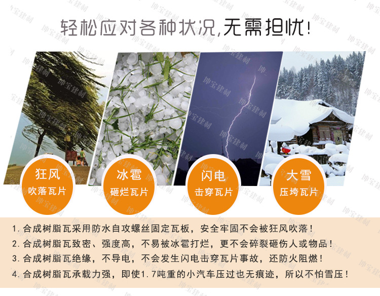 供應合成樹脂瓦價格 別墅仿古琉璃瓦 屋頂復合瓦 塑料裝飾瓦建材示例圖6