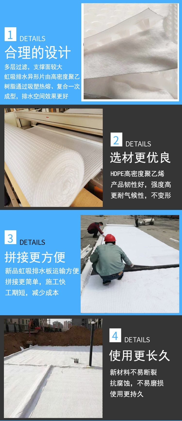 排水板 虹吸排水系統  車庫頂板虹吸排水系統廠家  助理海綿城市建設示例圖2
