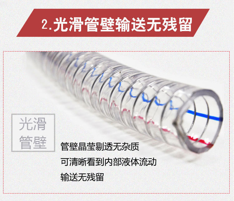 1寸PVC鋼絲管  Φ25透明軟管 PVC鋼絲軟管 無味PVC鋼絲軟管示例圖2