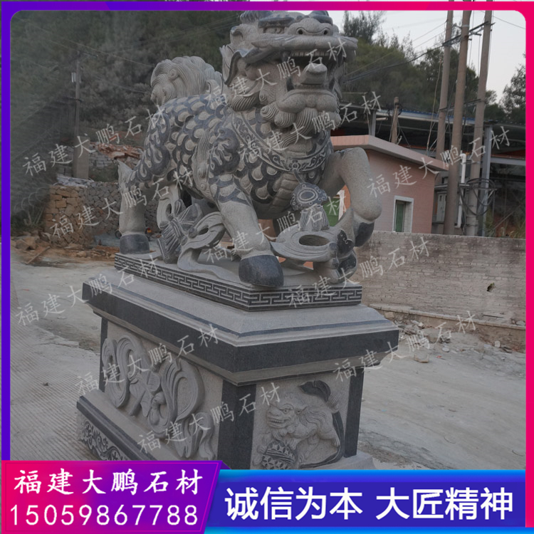 廠家定做石雕麒麟 大理石麒麟價格尺寸 銀行門口石麒麟 福建石雕大鵬石材出品