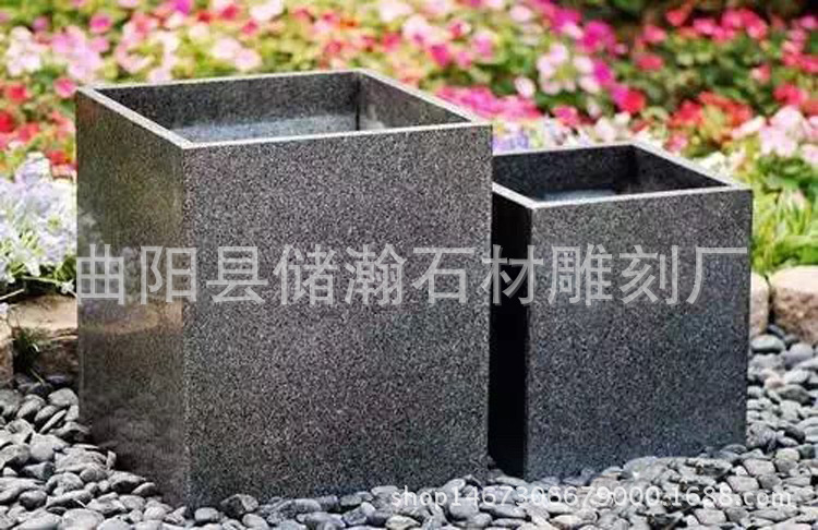廠家定做花崗巖石雕花盆 歐式石雕花盆花缽 青石仿古花盆價格示例圖9