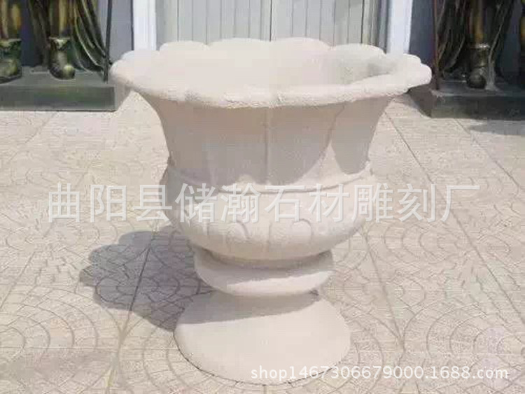 廠家定做花崗巖石雕花盆 歐式石雕花盆花缽 青石仿古花盆價格示例圖10