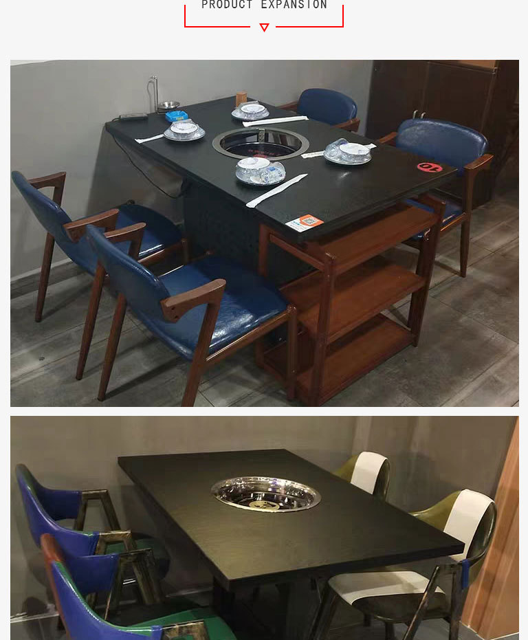 福隆家具廠家直銷(xiāo)可批發(fā)定制飯店時(shí)尚簡(jiǎn)約實(shí)木大理石桌面火鍋餐桌示例圖4