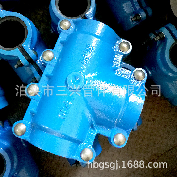廠家直銷三通搶修哈夫節變徑分水PE管P90球墨鑄鐵三通堵漏器示例圖23