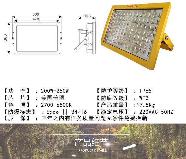 正安 CCD97同款防水防爆泛光燈 LED加油站防爆燈 化工廠照明燈示例圖8