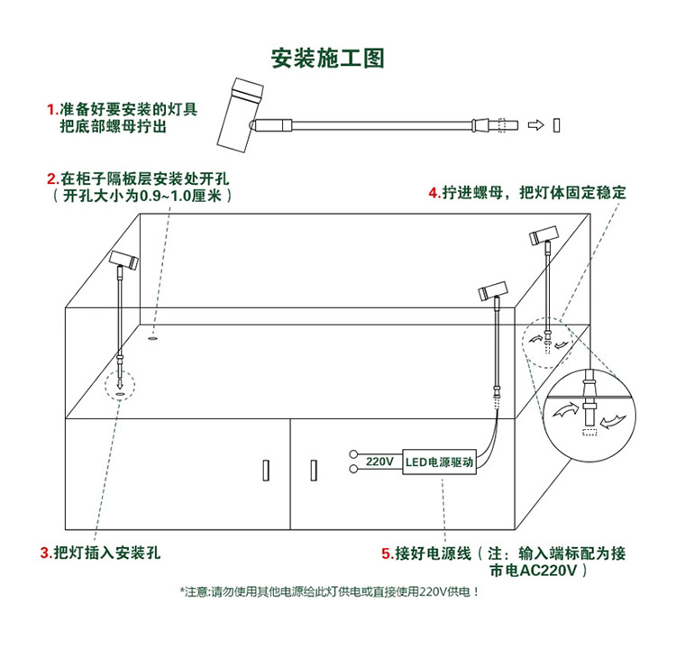 嘉韜led珠寶射燈手機柜臺射燈led1W立桿燈led珠寶燈 展示柜led燈示例圖12