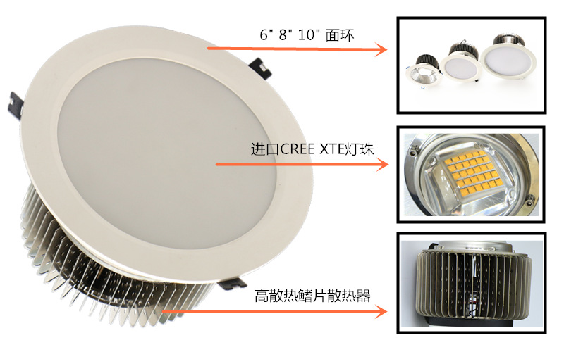 廠家批發(fā)50W 60W 80W 100W 120W LED天花燈 天花射燈 開孔200mm示例圖8