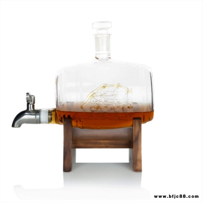帆船桶子醒酒器    水龍頭酒桶  玻璃泡酒器   華企泡酒桶