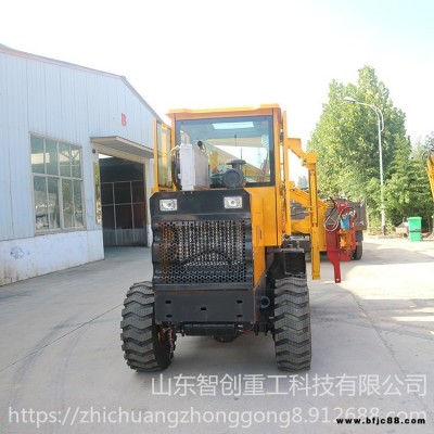 智創 zc-1 裝載機全員性打樁機 廠家直銷新型小四輪輪式公路護欄打樁機