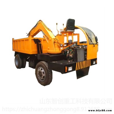 智創 zc-1 輪式拉沙土四不像隨車挖 輪式后驅隨車挖機 車載式四不像挖機