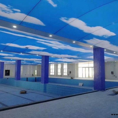 蚌埠洗浴吊頂防水防潮材料【游泳館藍天白云吊頂材料】軟膜天花優(yōu)惠安裝