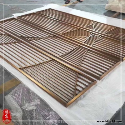 不銹鋼屏風(fēng)定制 玫瑰金鏤空屏風(fēng)隔斷 金屬屏風(fēng)花格 酒店裝飾不銹鋼裝飾工程金屬隔斷