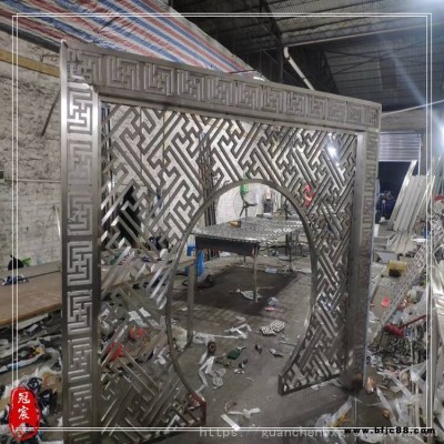 定制不銹鋼屏風(fēng)隔斷 鏤空酒店新中式玄關(guān)隔斷 客廳不銹鋼花格屏風(fēng)