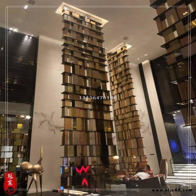 江蘇蘇州拉絲紅古銅隔斷制品 酒店大堂不銹鋼屏風(fēng)隔斷定做 拉絲管點焊