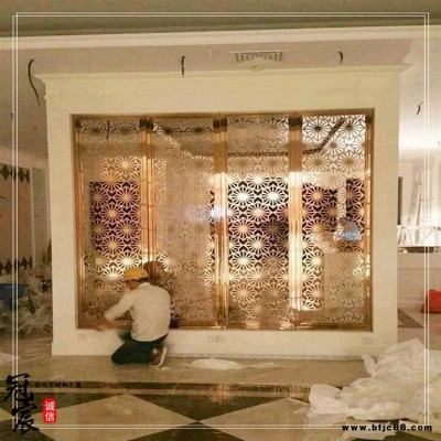 現(xiàn)代中式不銹鋼鏤空花格隔斷，定做各種樣式折疊花格隔斷