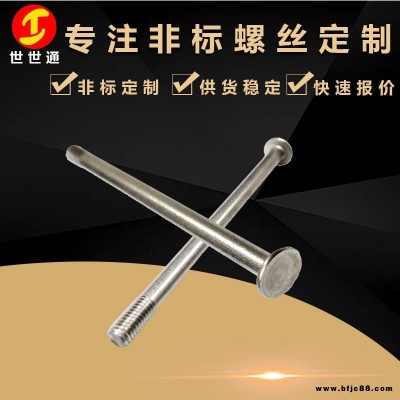 廣東特殊螺絲廠家 本色平頭無槽機(jī)絲半牙不銹鋼螺絲 世世通定制