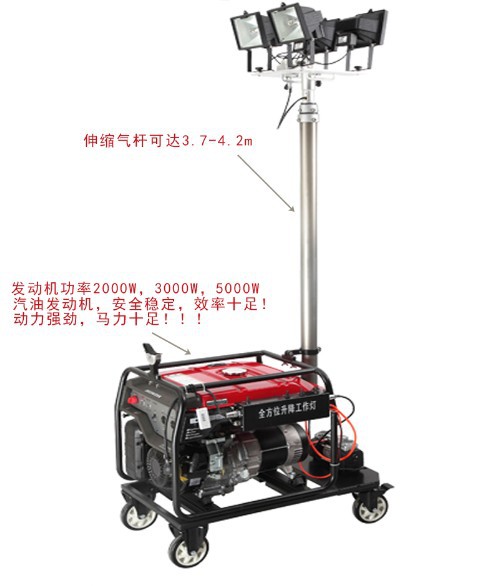 全方位便攜式遙控自動(dòng)升降工作燈 移動(dòng)照明車投光燈 本田發(fā)動(dòng)機(jī)示例圖8