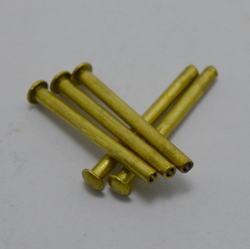 現貨清倉 圓頭半空心鉚釘 3.5*2*20黃銅鉚釘 電子連接件鉚釘示例圖2