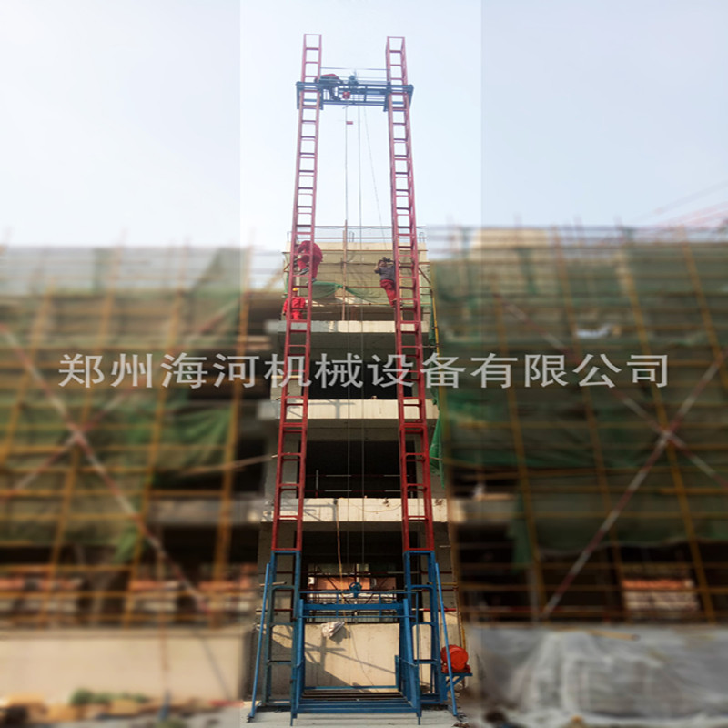 供應龍門架施工升降機 工地蓋樓專用提升機 雙柱單吊籃 載貨機示例圖3