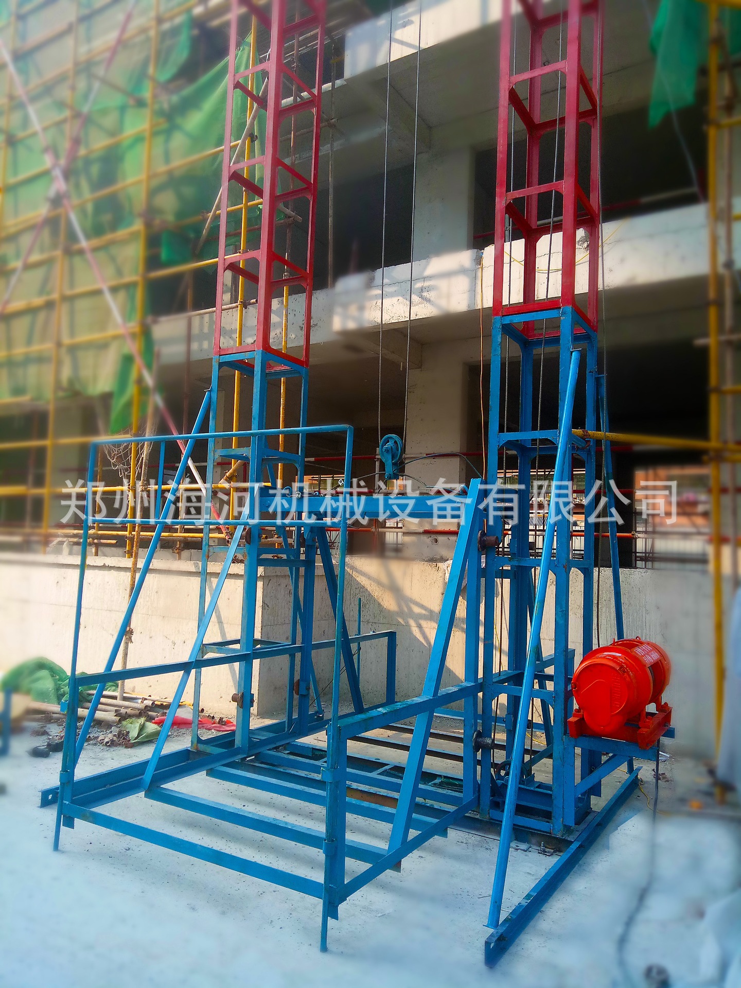 供應龍門架施工升降機 工地蓋樓專用提升機 雙柱單吊籃 載貨機示例圖6