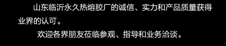 山東臨沂永久牌環保型熱熔膠條四季通用熱熔膠棒多少錢一公斤？？示例圖6