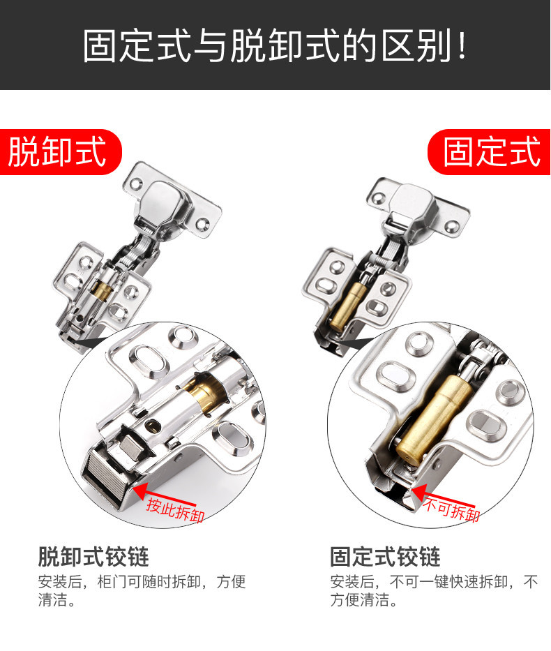 304不銹鋼液壓緩沖脫卸銅缸合頁(yè)鉸鏈衣柜浴室柜阻尼緩沖煙斗合頁(yè)示例圖6