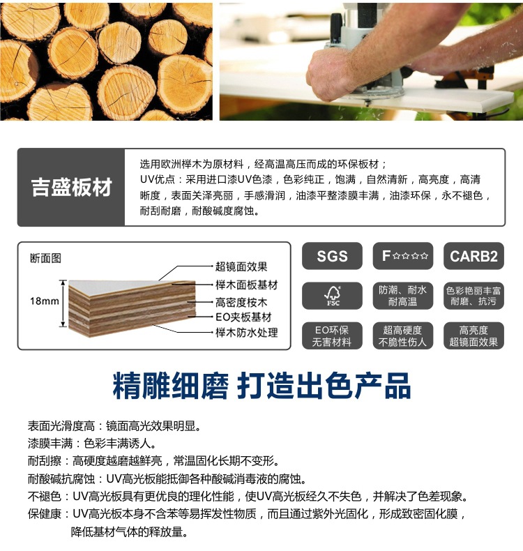 吉盛整體櫥柜廚房 定做石英石灶臺柜時尚PETG高亮柜門櫥柜示例圖17
