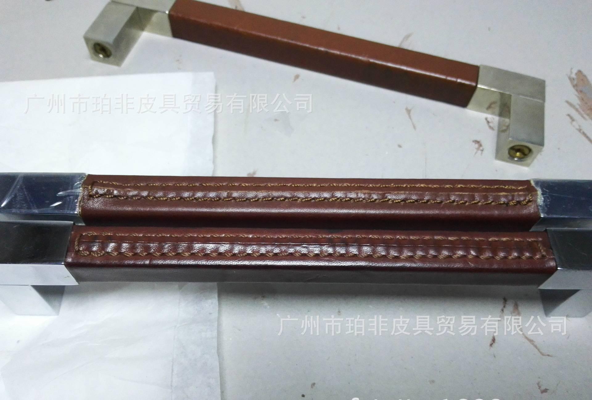獨家裝工程櫥柜真皮金屬手把 手縫手把廠家定制 抽屜 門窗皮拉手示例圖4