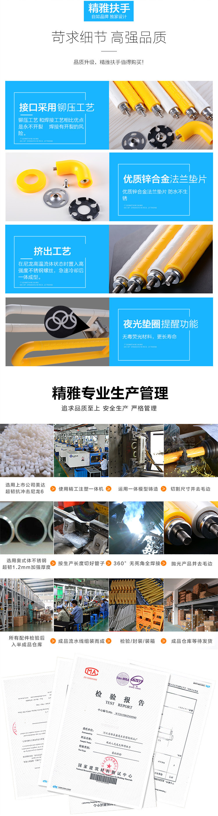 精雅不銹鋼防水防銹無障礙拉手 折疊上翻擠出工藝塑料防滑扶手示例圖3