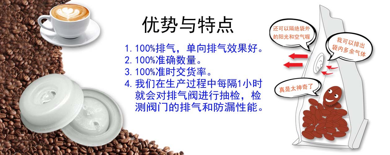 供應高檔八邊封咖啡豆袋透氣閥 帶自封拉鏈有單向排氣閥V3膜型示例圖1