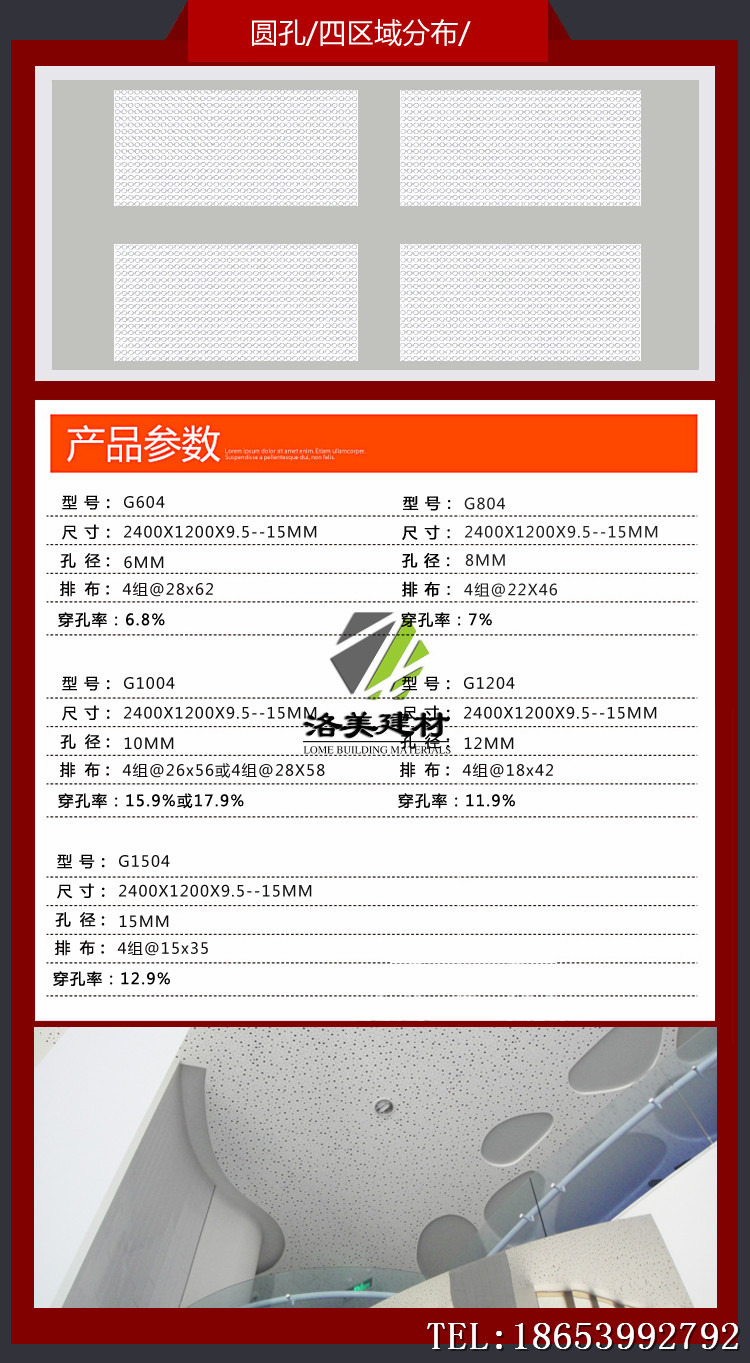 包郵 穿孔吸音紙面石膏板示例圖14