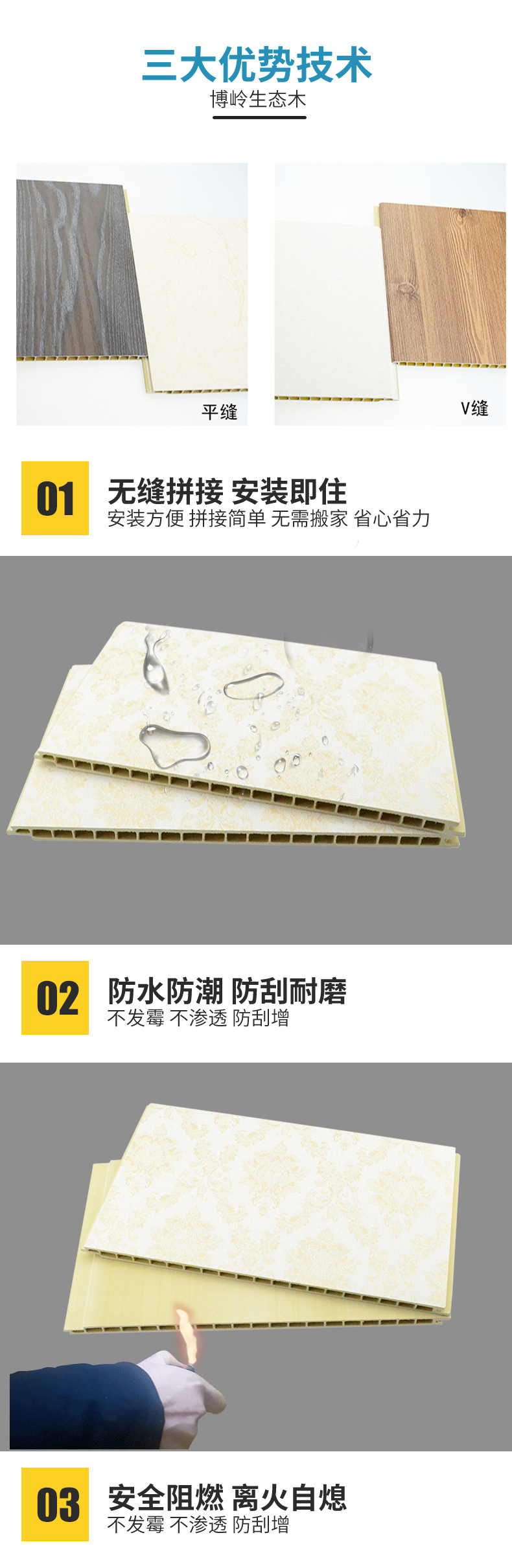 廠家直銷全屋定制600板平縫V縫 集成墻面護(hù)墻板 竹木纖維集成墻板示例圖4