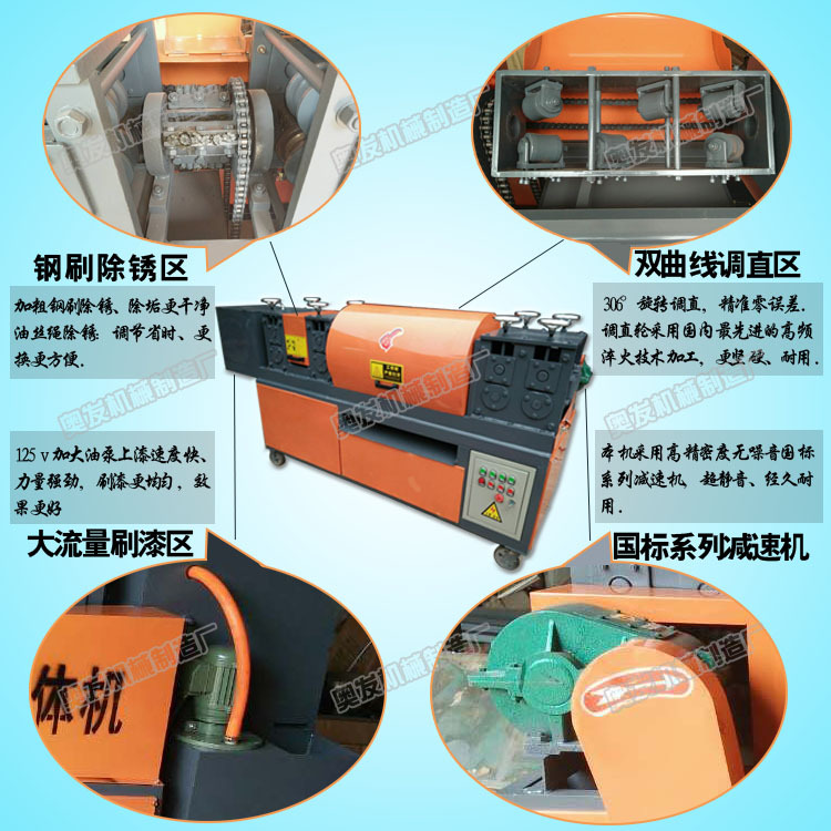 雙除銹鋼管調(diào)直機腳手架 雙曲線鋼管調(diào)直機 建筑鋼管清理調(diào)直油漆示例圖1