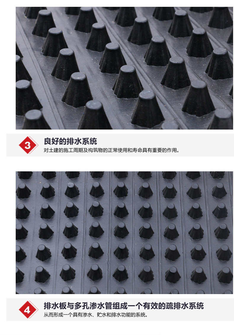 廠家專業生產供應HDPE排水板 高抗壓凹凸型塑料排水板 排水板示例圖7