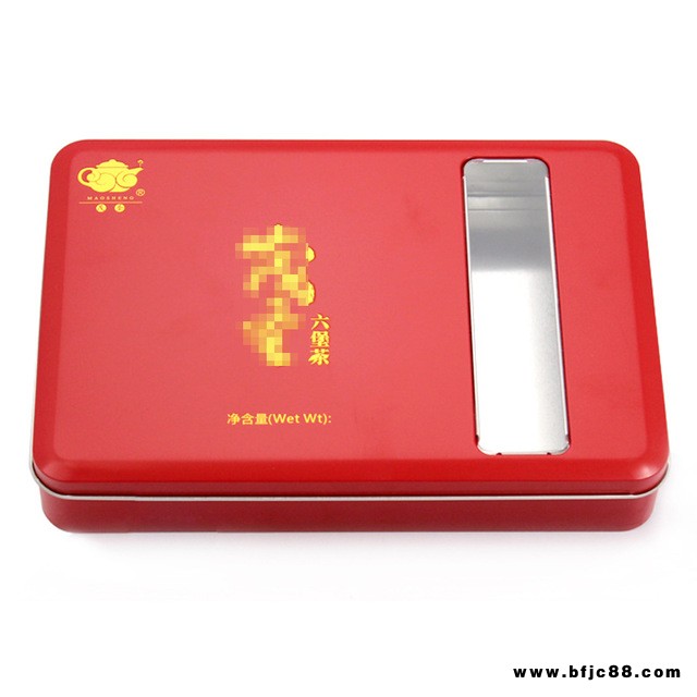 馬口鐵茶葉罐生產(chǎn)廠家 開窗黑茶磚包裝鐵盒制作 麥氏罐業(yè) 紅色馬口鐵罐 六堡茶葉鐵盒定制長方形