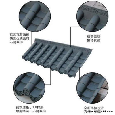 薌城可延伸仿古一體瓦規格齊全  鼎崇樹脂屋檐裝飾一體瓦規格齊全