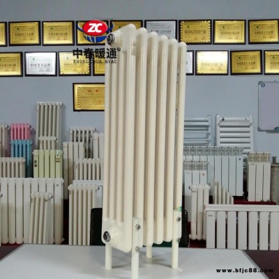 中春暖氣片 鋼制四柱暖氣片 QFGZ406散熱器 圓管四柱散熱器